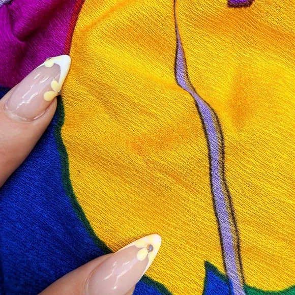 1960s 70s Handmade Day Flo Floral Barkcloth Palazzo Pants - Picture 13 of 13